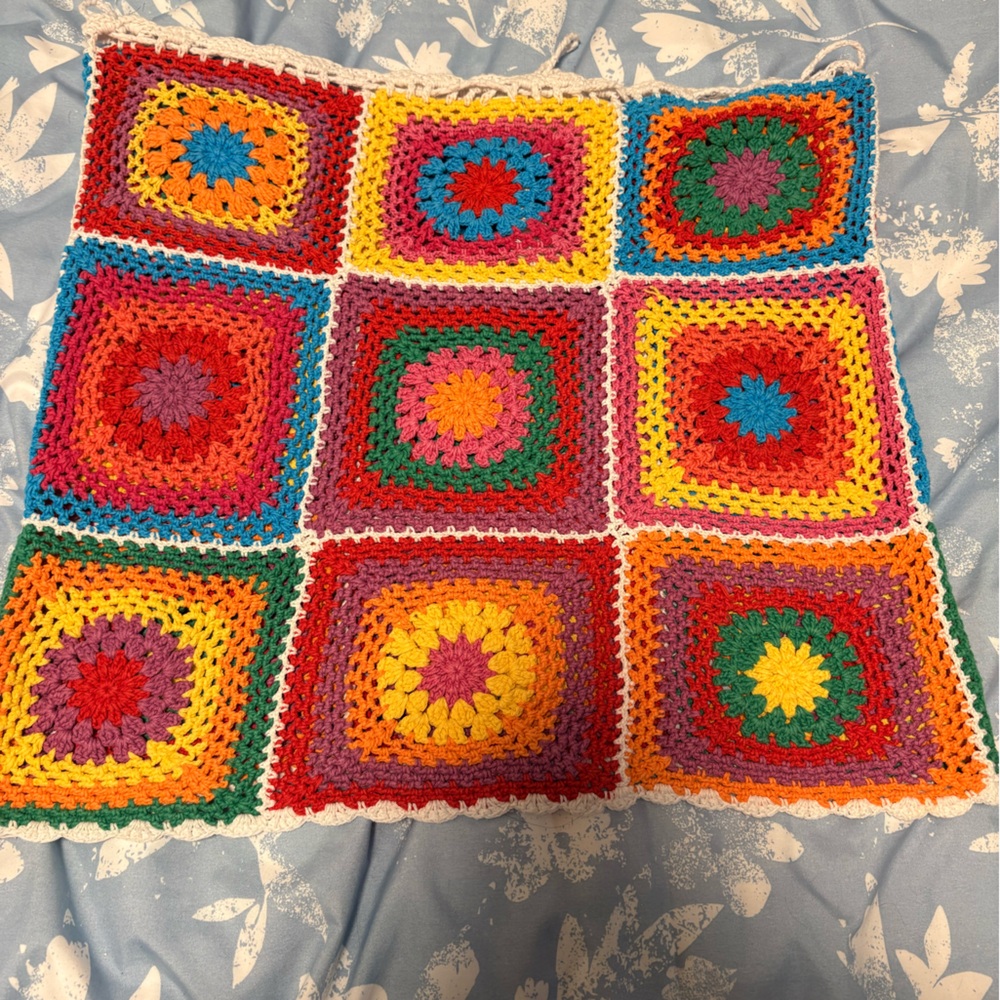 Multicolor Crochet Patchwork Mini Skirt - Picture 3 of 5